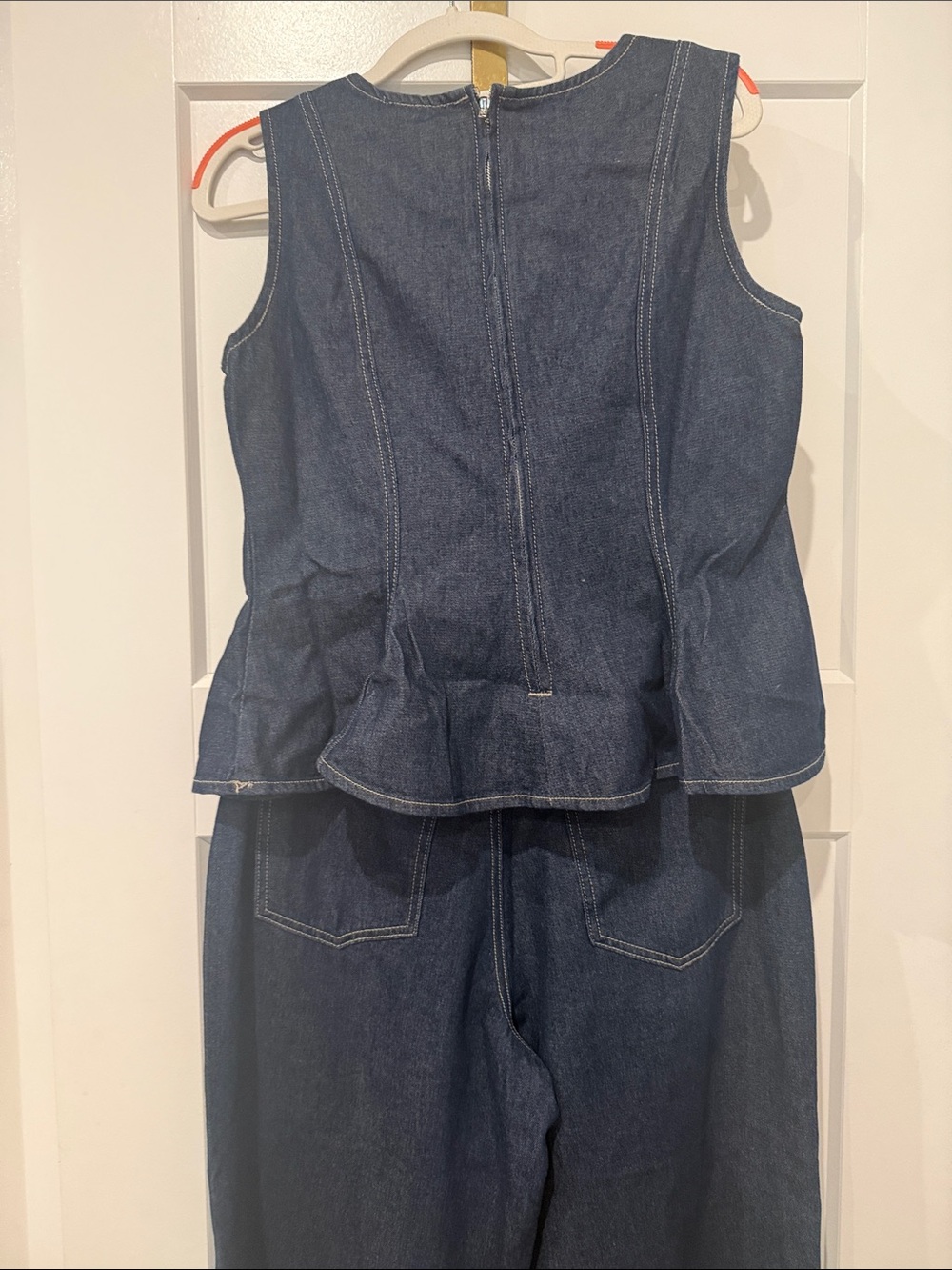 Women's Dark Blue Denim Wide-Leg Two piece outfit - Picture 7 of 9